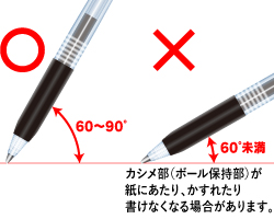 ボールペンの角度
