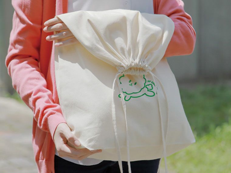 コットン巾着(Lサイズ)の名入れイメージ画像