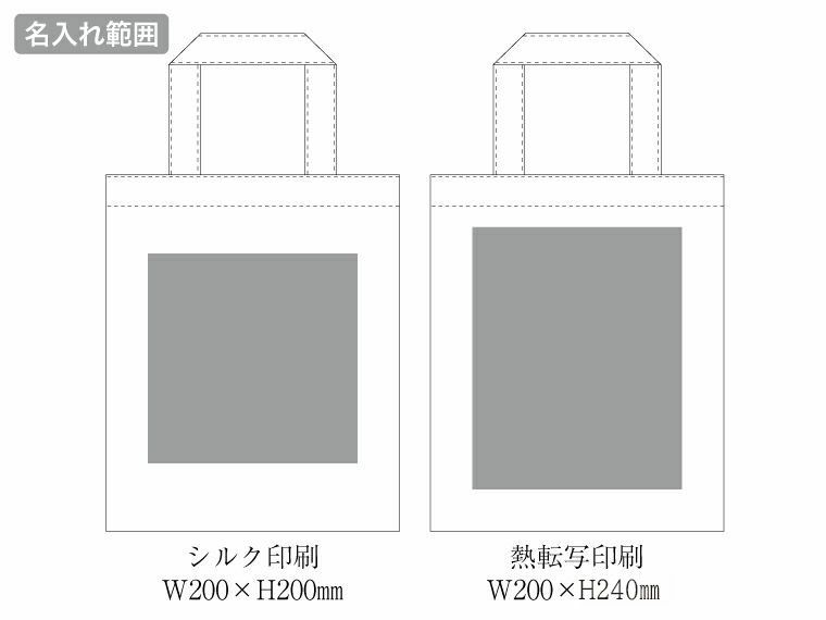 不織布A4フラットトートの名入れ範囲