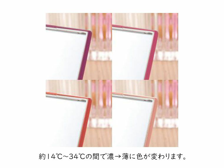 サーモチェンジミラーの色の変化