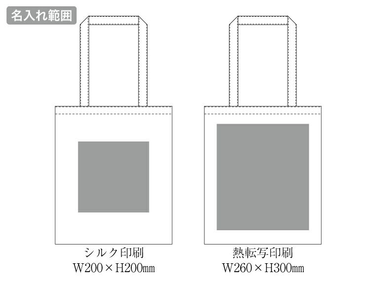 不織布フラットショルダートートの名入れ範囲