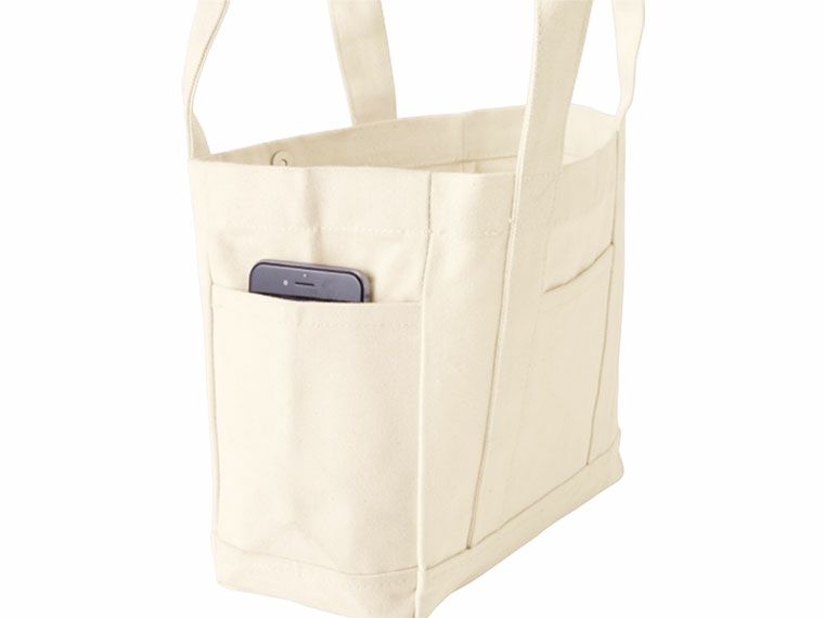 厚手キャンバスポケットマルチトート(S) ナチュラルのサイド
