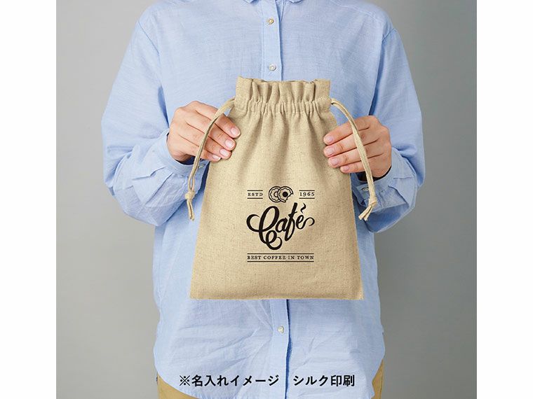 コットンリネン巾着(M)の名入れイメージ画像