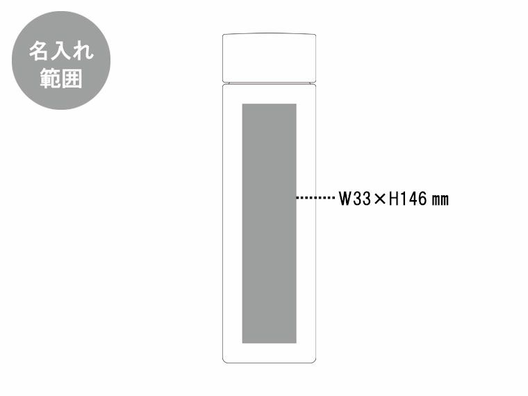 スクエアクリアボトルの名入れ範囲