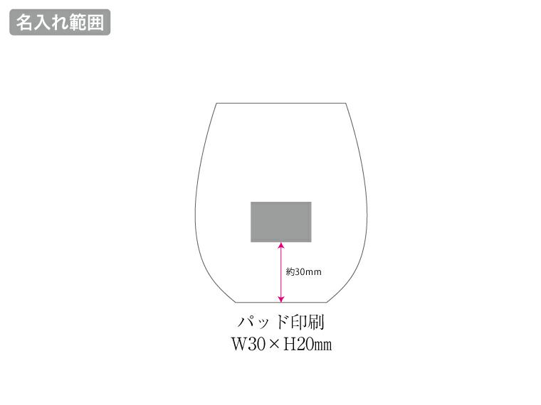 ラウンドグラス(330ml)の名入れ範囲