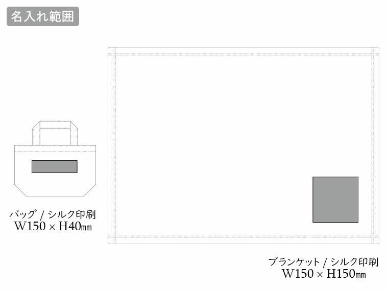 スムースフリースブランケット(バッグ付)の名入れ範囲
