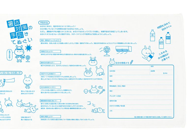 暑さ対策の手引きてぬぐいを広げた画像