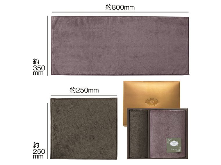 イデアル・マイクロファイバーフェイス&ハンドタオルセットのタオルサイズ