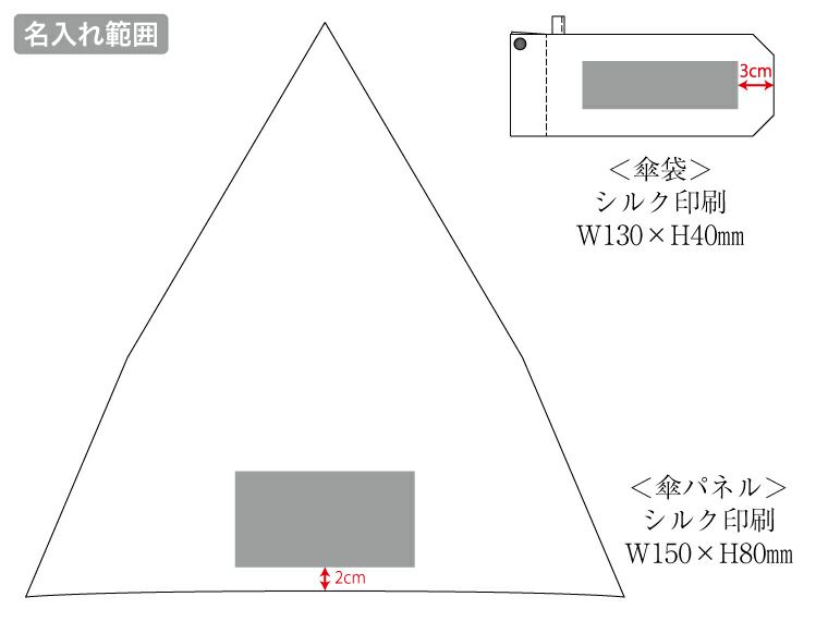 晴雨兼用折り畳み傘6本骨の名入れ範囲
