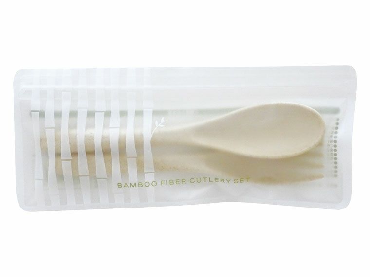 バンブーファイバーカトラリーセットのジッパーケース入り