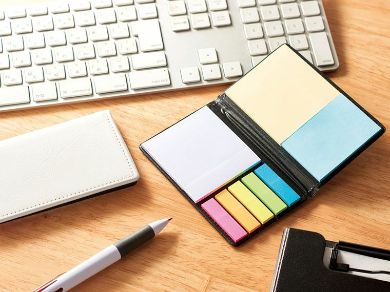 記念品にもぴったりレザー調専用ケース付きボックス付箋 | ノベルティ