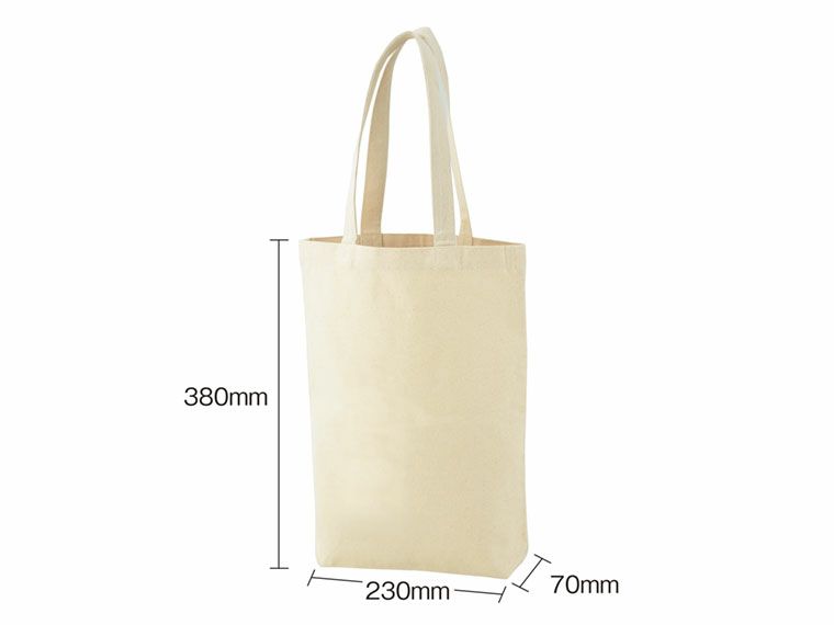 10オンス厚生地縦型B4コットントート（マチ付）の商品サイズ