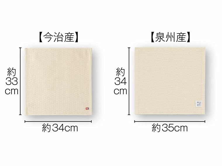 今治産＆泉州産ハンドタオルセット【エコマーク認定】の本体サイズ