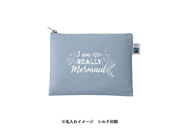 フェアトレードコットンキャンバスフラットポーチ（M）カラーの名入れイメージ