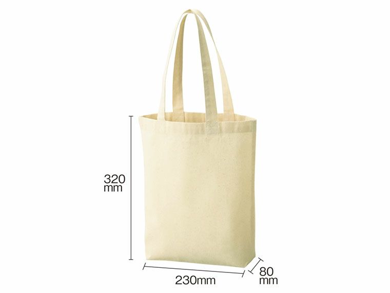 5オンス・厚手A4コットントート（マチ付）のサイズイメージ画像