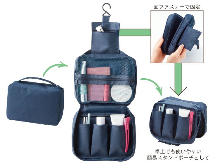 パッと開く！どこでもつり下げ収納ポーチの仕様についての説明