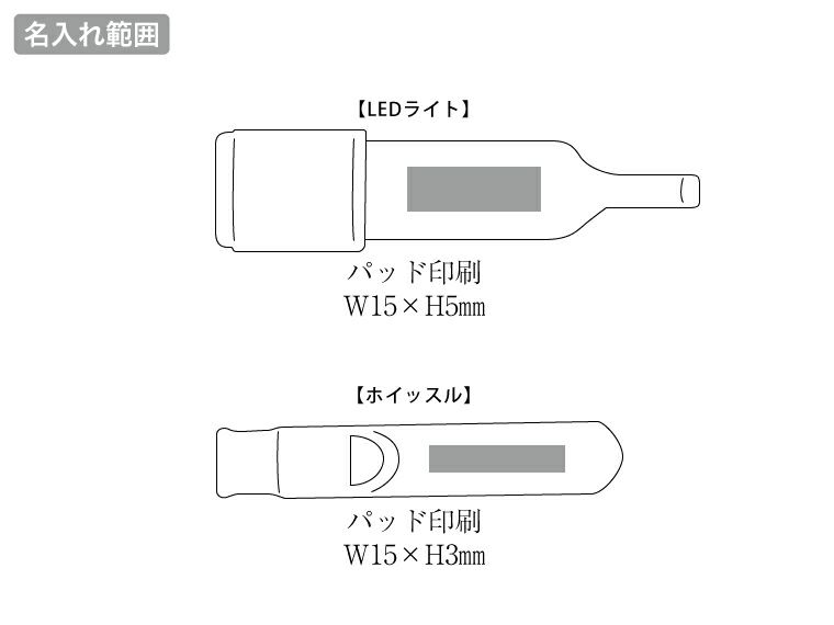 モシモニソナエル　ライト＆ホイッスルの名入れ範囲