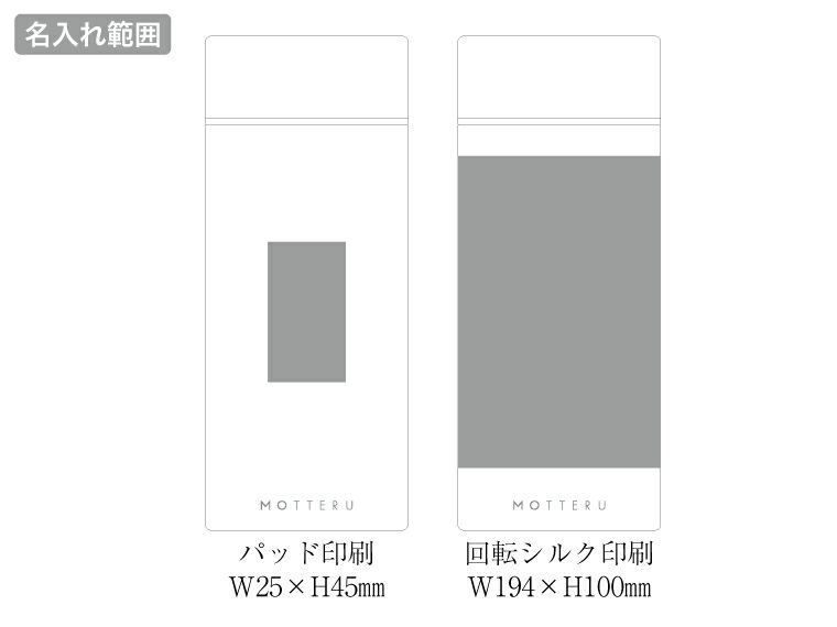 MOTTERUコーヒードリップできるサーモボトルの名入れ範囲