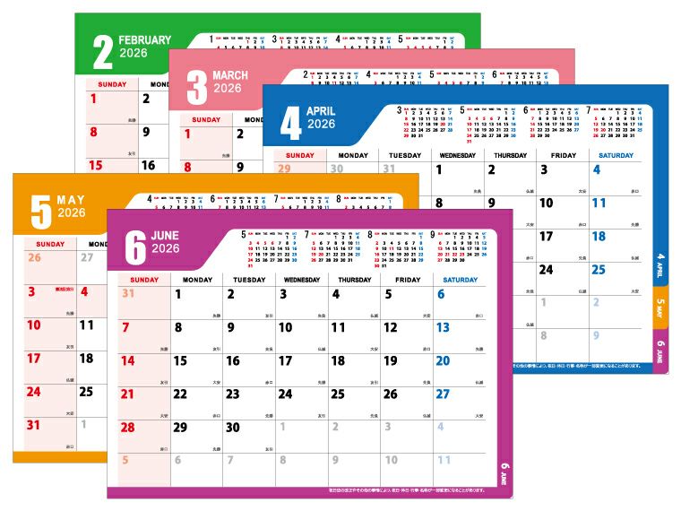 カラーシックスウィークス 卓上カレンダー