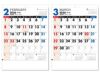 3色スケジュールカレンダー 壁掛けカレンダー2月、3月