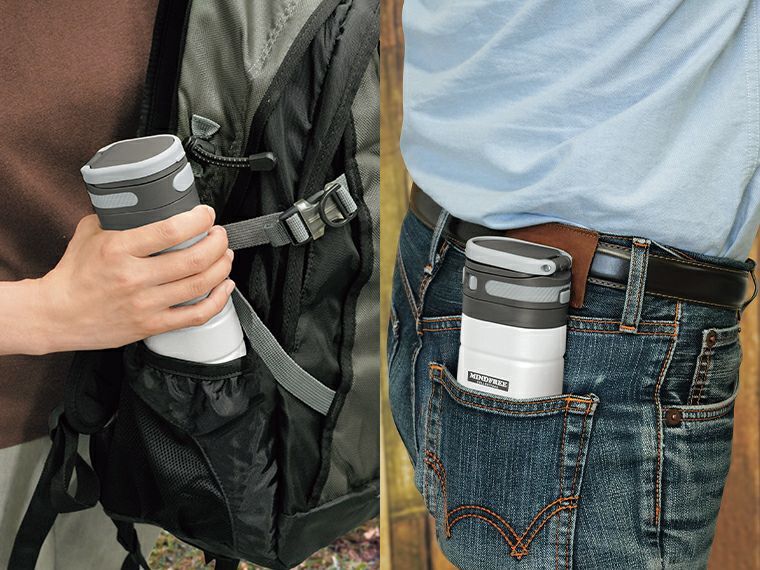 MINDFREE（マインドフリー）真空二重オブロングボトル 380mlの持運び