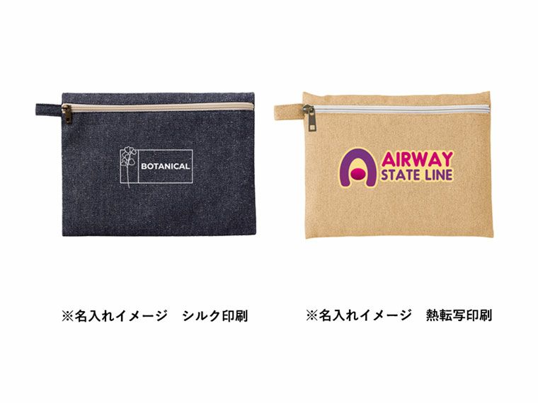 シャンブリックキャンバスフラットポーチ（L）の名入れイメージ画像