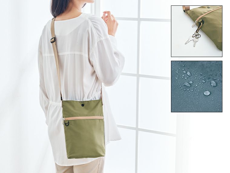 ファスナーポケット付き保冷温ショルダーバッグ（撥水加工）