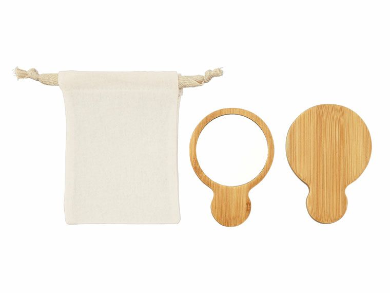 バンブーハンドミラー（巾着付き）の全体図