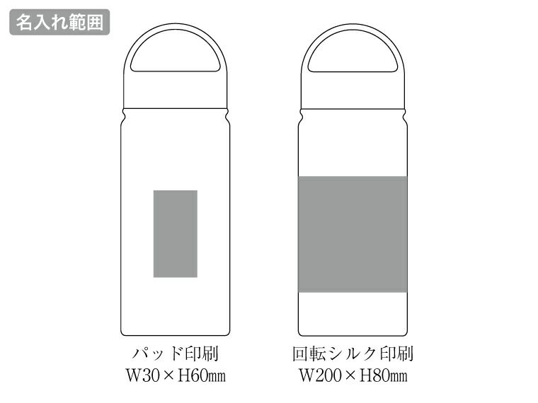 ビーサイド真空二重ハンドル付きマグボトル 500mlの名入れ範囲