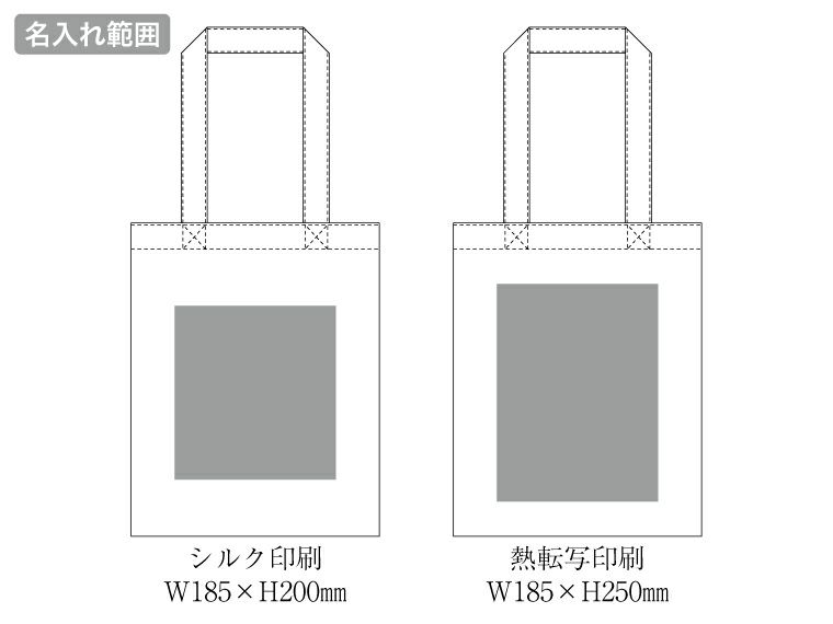 コットンリネンバッグ（M）の名入れ範囲