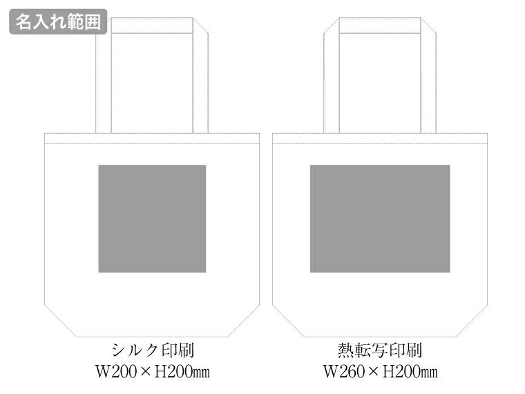 オーガニックコットンキャンバストート（ML）内ポケットの名入れ範囲