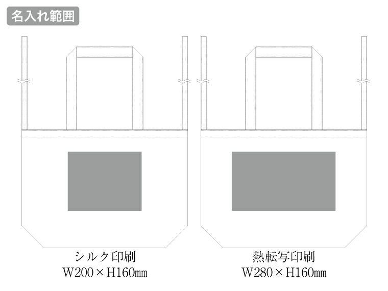オーガニック厚手コットン紐リボントート　ブラックの名入れ範囲