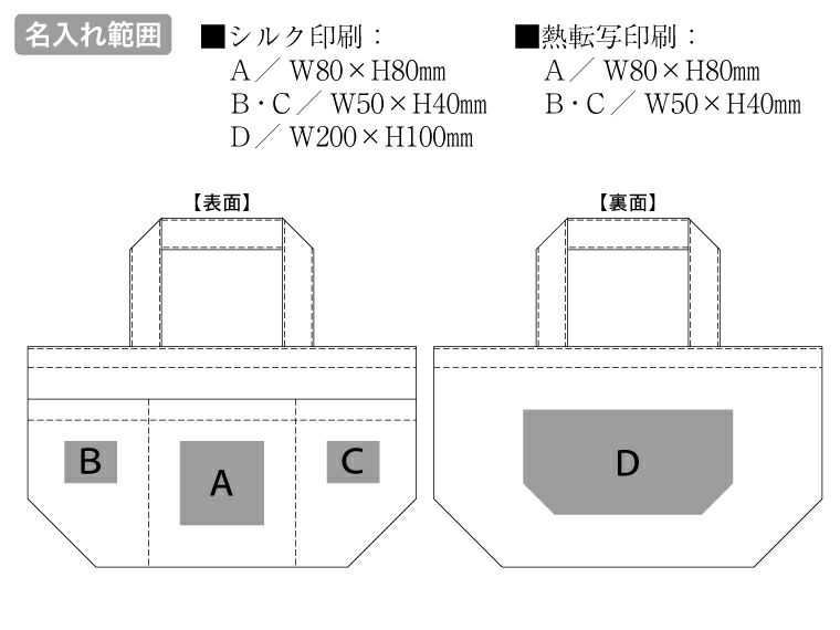 ライトウォッシュキャンバスツールトート（M）名入れ範囲