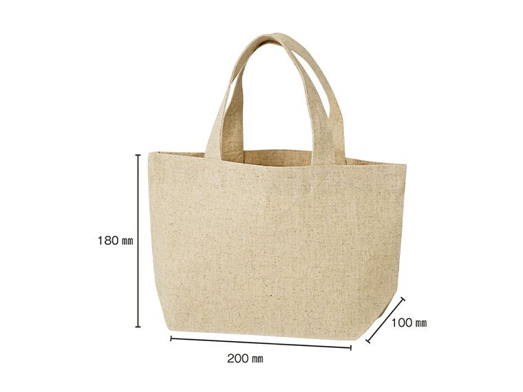 10オンス・コットンリネンランチトート（マチ付）のサイズイメージ画像