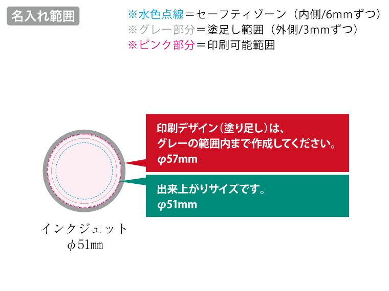 ライティングバッジ　丸形　クリア名入れ範囲