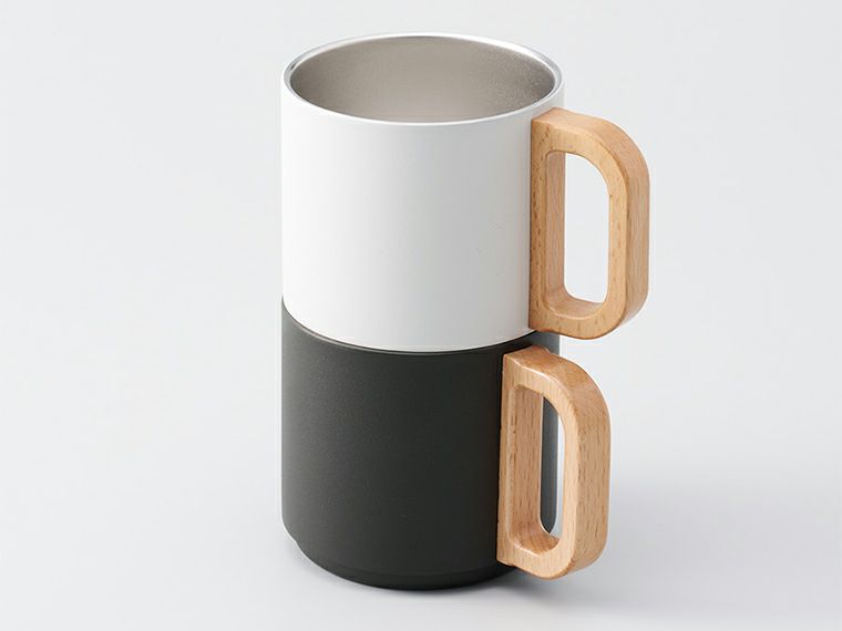 木製ハンドルサーモスタッキングマグ350ml使用イメージ