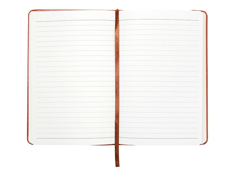 レザー調ハードカバーノートA5を開いた状態