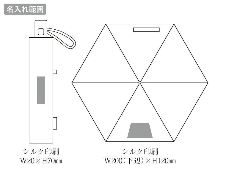 自動開閉耐風折りたたみ傘名入れ範囲