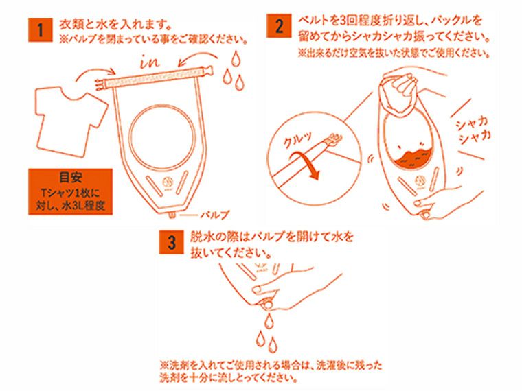 AWAT シャカシャカウォッシュバッグ大6Lの使用説明図