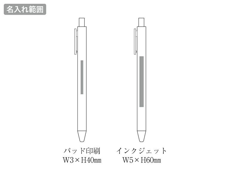 リル 再生樹脂ボールペンの名入れ範囲