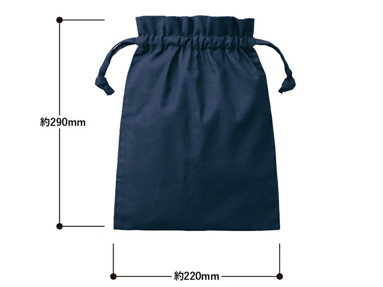 厚手コットンフリル巾着（M）商品サイズ