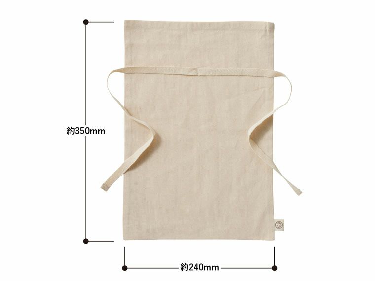 オーガニックコットンラッピング巾着（M）　ナチュラル商品サイズ