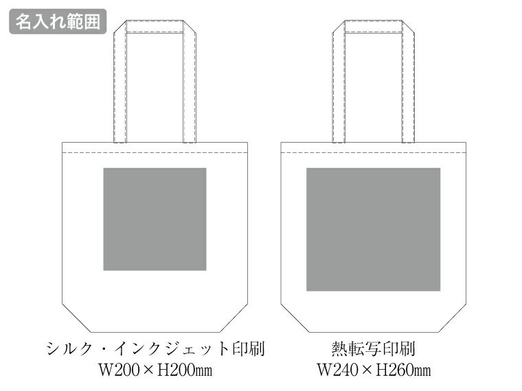 厚手コットンベーシックトート（M）　ナチュラル名入れ範囲