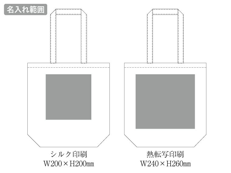厚手コットンベーシックトート（M）名入れ範囲