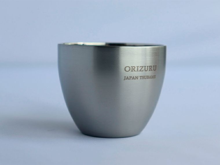 ORIZURU 18-8ステンレス二重構造ぐい呑みペア側面
