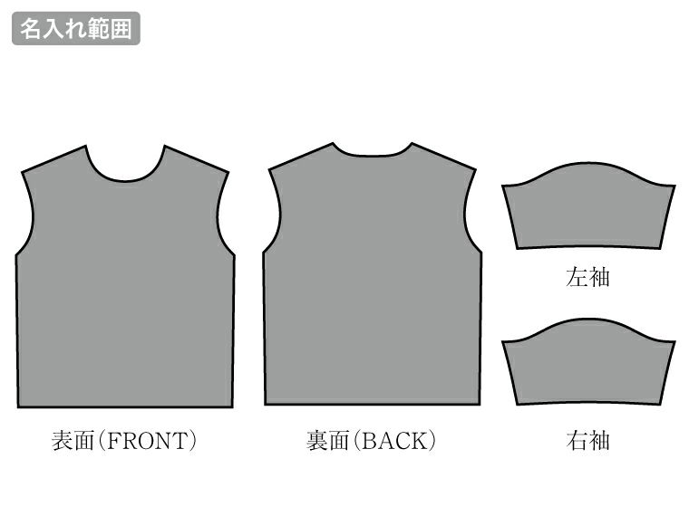 イージーオーダーポリエステルTシャツ　オーバーサイズ名入れ範囲