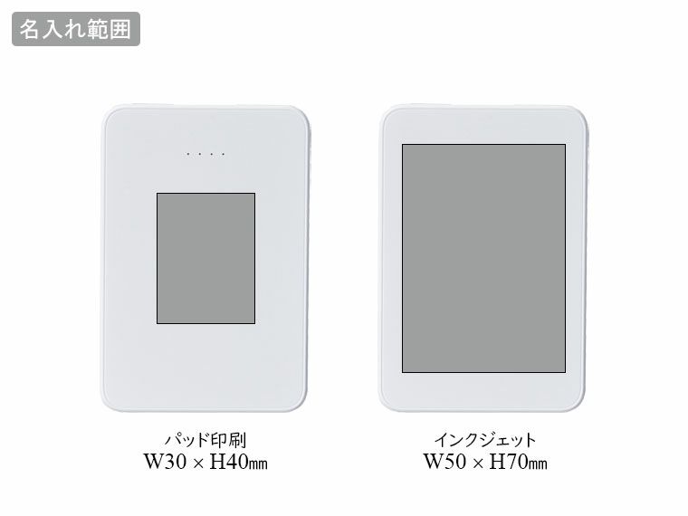 パワーバンク5000mAhの名入れ範囲