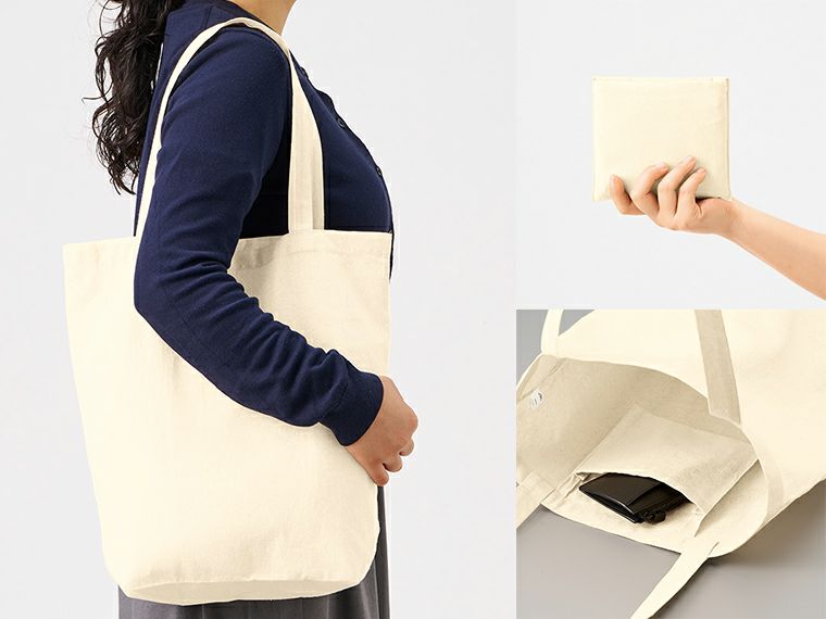 厚手コットンポケッタブルエコトート使用イメージ