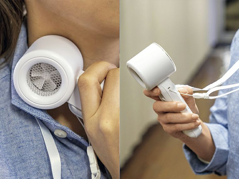 アイスプレート付ハンディファン使用イメージ