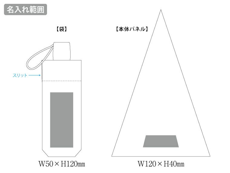 深張UV折りたたみ傘名入れ範囲